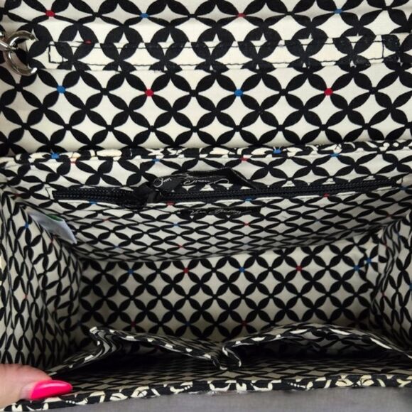 Vera Bradley Barcelona Black Julia Satchel Crossbody Strap Handle Lock Purse Bag - Picture 5 of 14